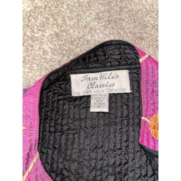 Sam Hilo Purple Pink Embroidered Jacket Reversible Large - Picture 4 of 7